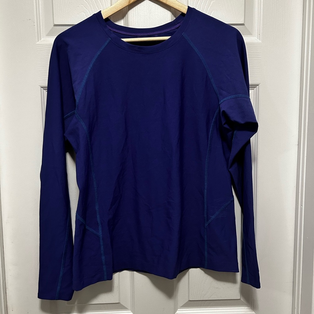 LL Bean athletic long sleeveve shirt, blue size Large.